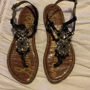 Sam Edelman Black Sandals with Crystal Accents